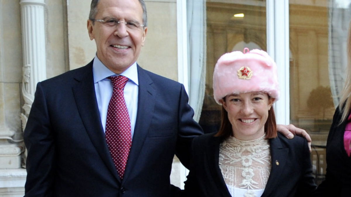 Spokesperson Psaki Poses in a New Hat With Russian Counterpart and Their Respective Bosses